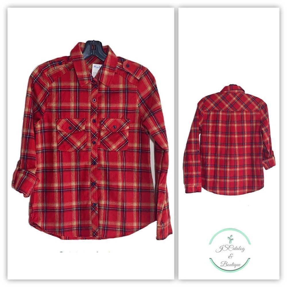 NWT Love Tree Plaid Flannel Red Button Down Shirt - Picture 4 of 5